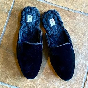Birdies / Phoebe Black Velvet faux Fur Mule 7.5